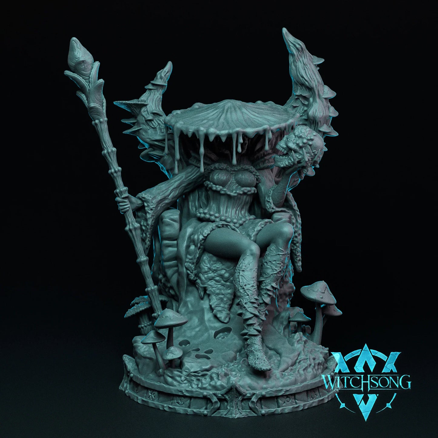 Fungal Queen on Throne – 12K Resin D&D Terrain Piece (With Base)