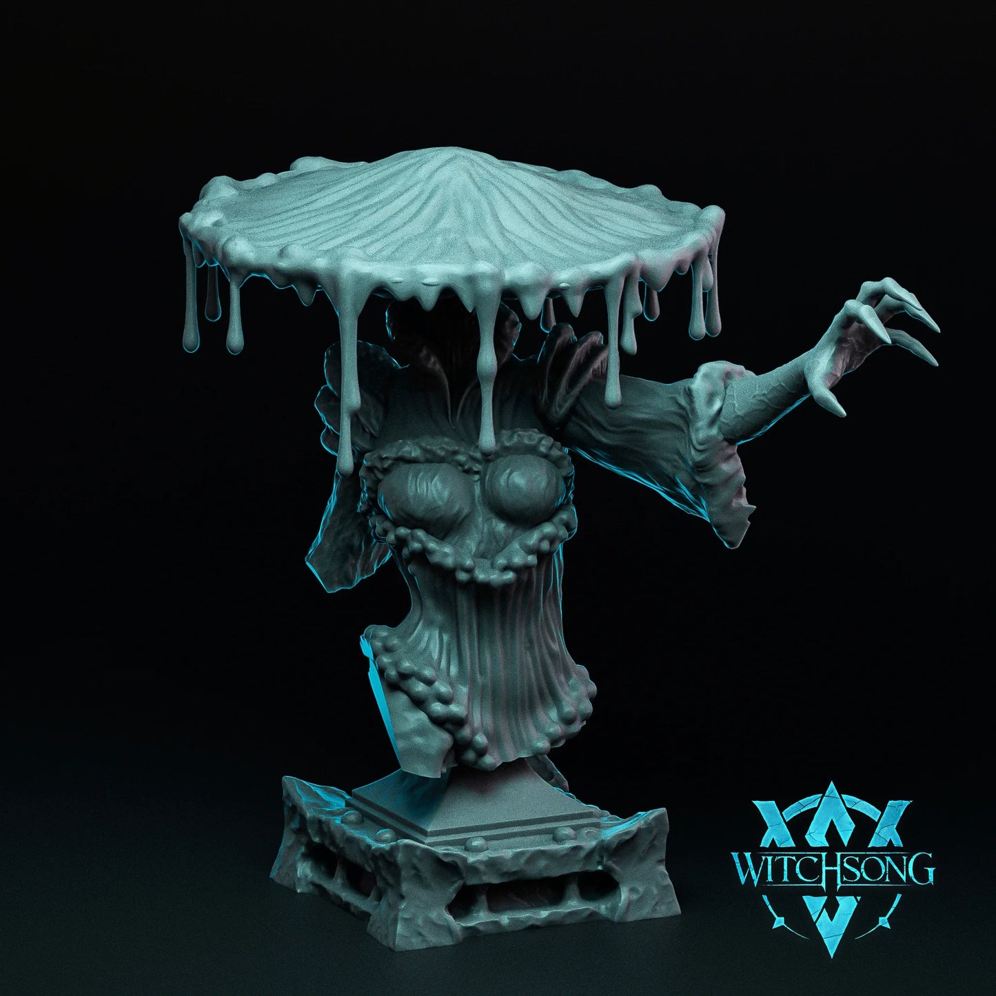 Fungal Queen Confronts Bust – 12K Resin D&D Display Piece with Base