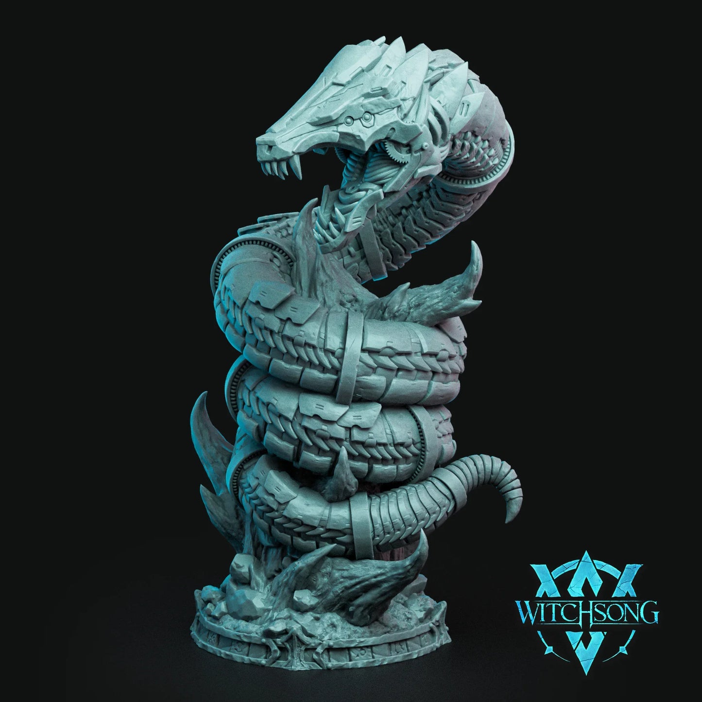 Gearworn Serpent | 12K Resin Miniature with Base for D&D, Warhammer & Steampunk RPGs