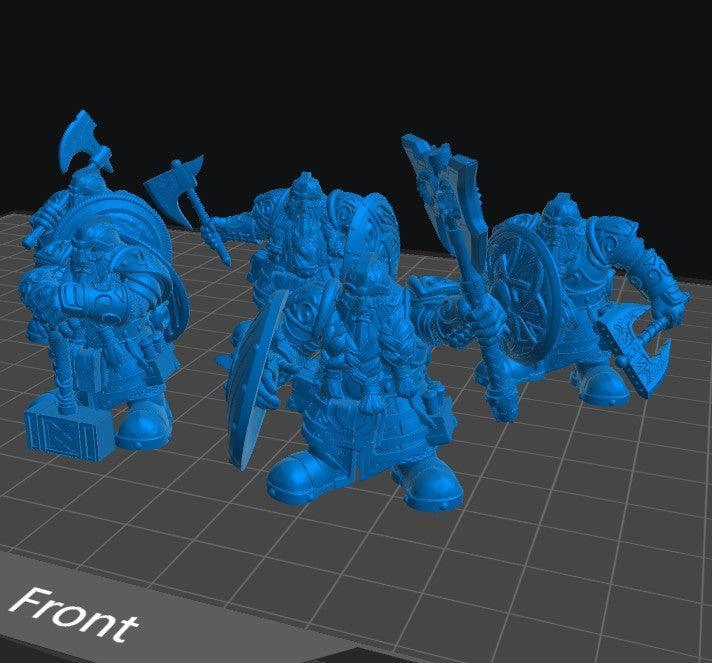 Dwarf Iron Hearth Guard | 5-Pack 32mm 12K Resin Miniatures