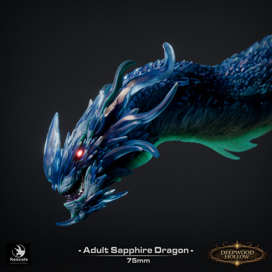 💎 Sapphire Dragon (Adult) | 12K Resin 75mm Gem Dragon for D&D & RPGs 🐲