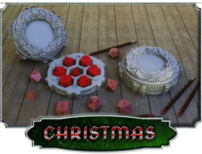 Christmas Wreath Dice Case – 12K Resin Festive Holder for D&D & Holiday RPGs