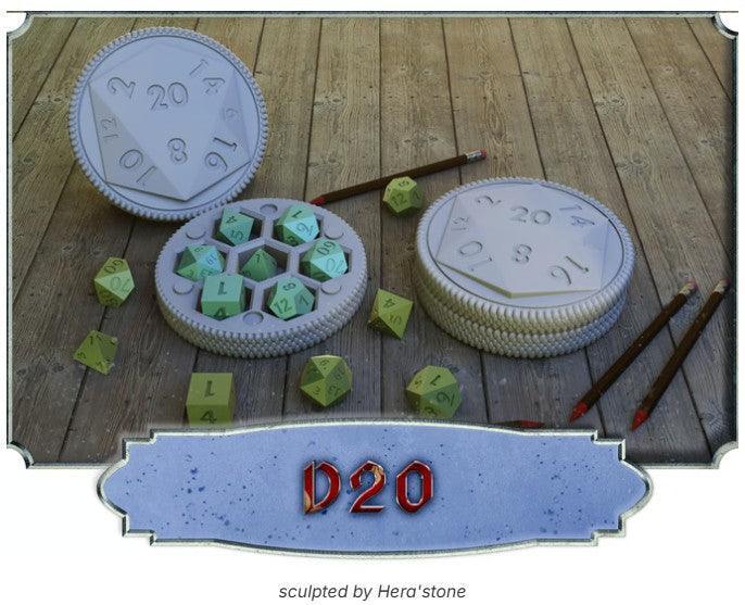 D20 Dice Case – 12K Resin RPG Dice Holder for D&D & Pathfinder