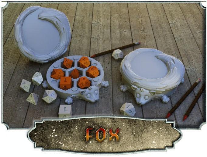 Fox Dice Case – 12K Resin RPG Dice Holder for D&D & Nature-Themed Games