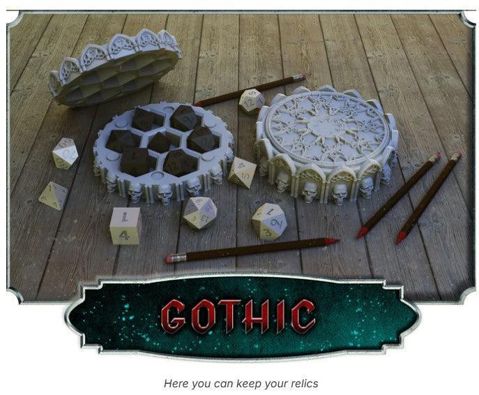 Gothic Dice Case – 12K Resin RPG Dice Holder for D&D & Horror Games