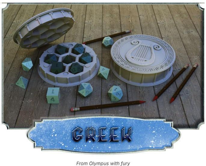 Greek Harp Dice Case – 12K Resin RPG Dice Holder for D&D & Mythic Games