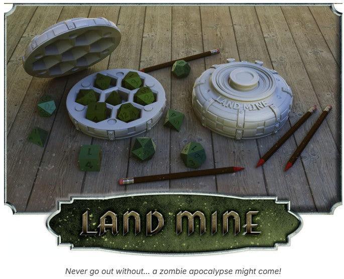 Land Mine Dice Case – 12K Resin RPG Dice Holder for Modern & Military RPGs