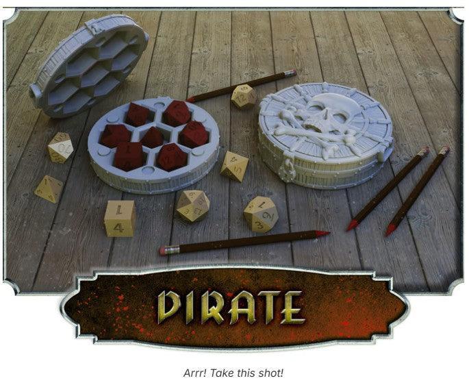 Pirate Dice Case – 12K Resin RPG Dice Holder for D&D & Swashbuckling Adventures
