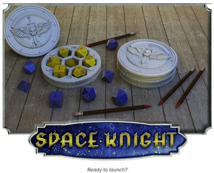 Space Knight Dice Case – 12K Resin Sci-Fi RPG Holder for D&D & Futuristic Games
