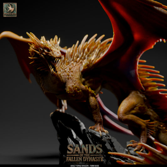 💎 Topaz Dragon (Adult) | 12K Resin 75mm Gem Dragon for D&D & RPGs 🌊