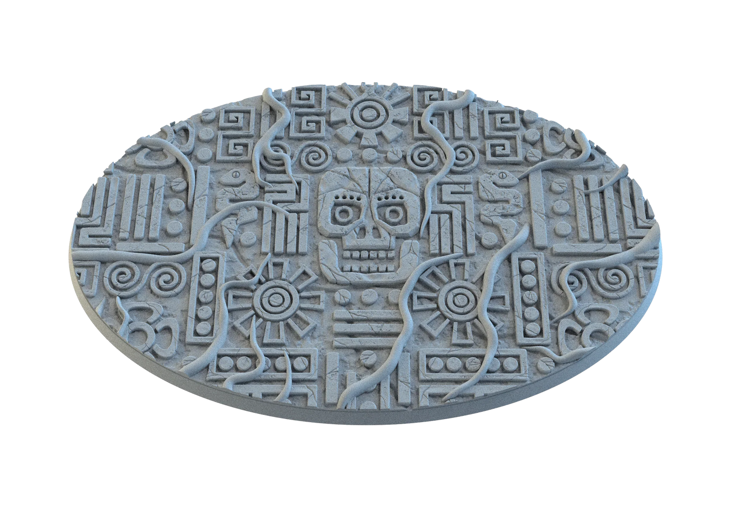 Aztec Oval Bases by SRS Studios | Masterpiece 12K Resin Foundations for Warhammer, AOS, D&D & More!