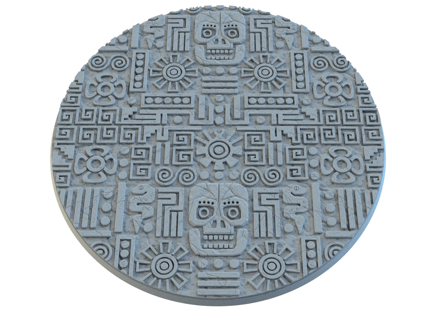 Aztec Circle Bases by SRS Studios | Masterpiece 12K Resin Foundations for Warhammer, AOS, D&D & More!