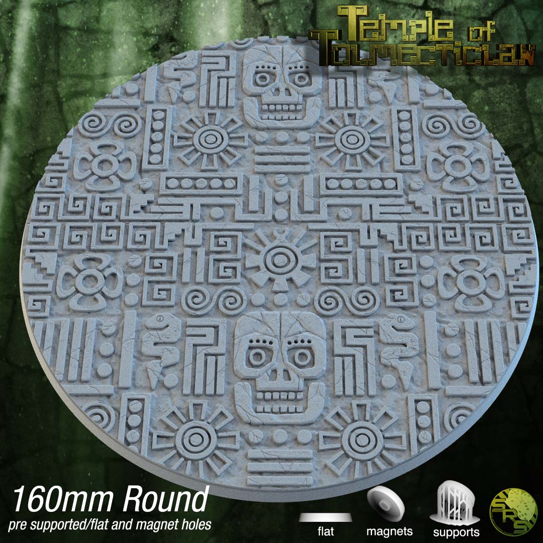 Aztec Circle Bases by SRS Studios | Masterpiece 12K Resin Foundations for Warhammer, AOS, D&D & More!