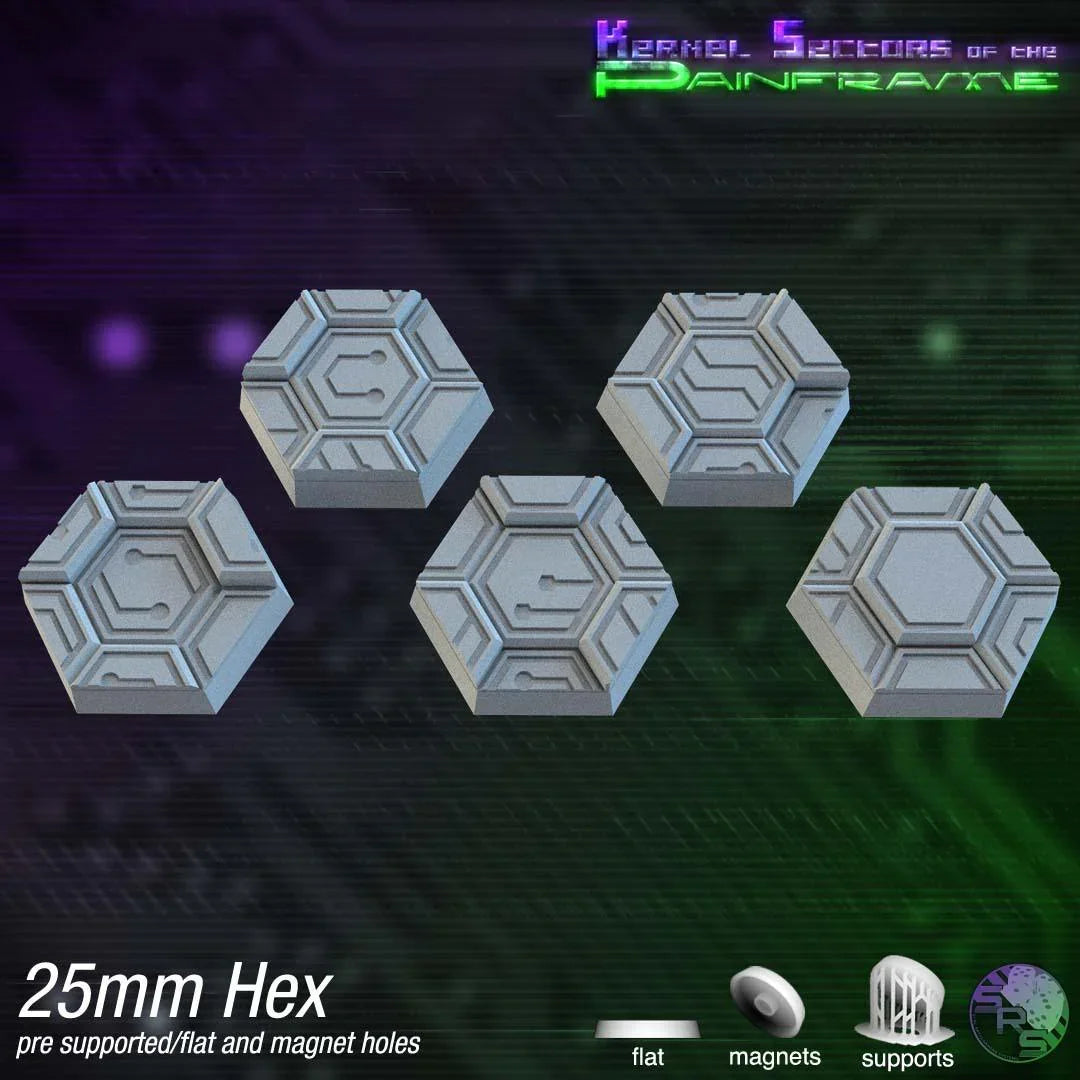 Cyberhex Hex Resin Bases | Futuristic 12K Tech Bases for Necromunda, Warhammer 40k & Sci-Fi