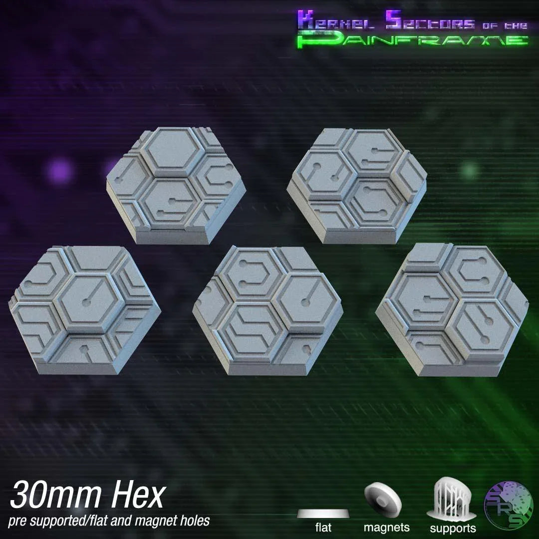 Cyberhex Hex Resin Bases | Futuristic 12K Tech Bases for Necromunda, Warhammer 40k & Sci-Fi