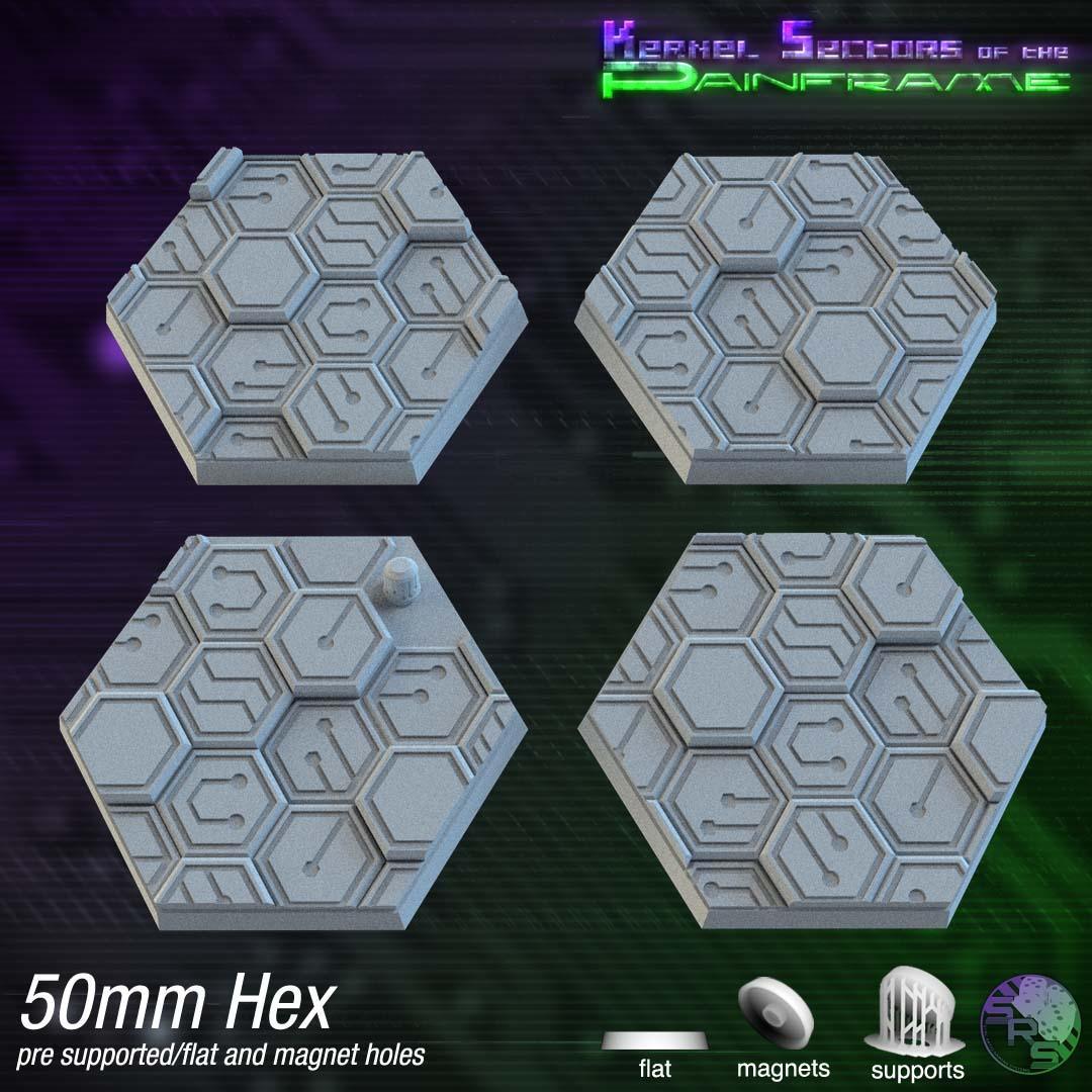 Cyberhex Hex Resin Bases | Futuristic 12K Tech Bases for Necromunda, Warhammer 40k & Sci-Fi