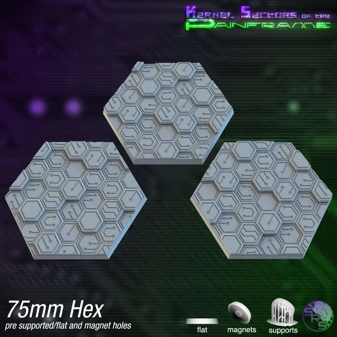 Cyberhex Hex Resin Bases | Futuristic 12K Tech Bases for Necromunda, Warhammer 40k & Sci-Fi
