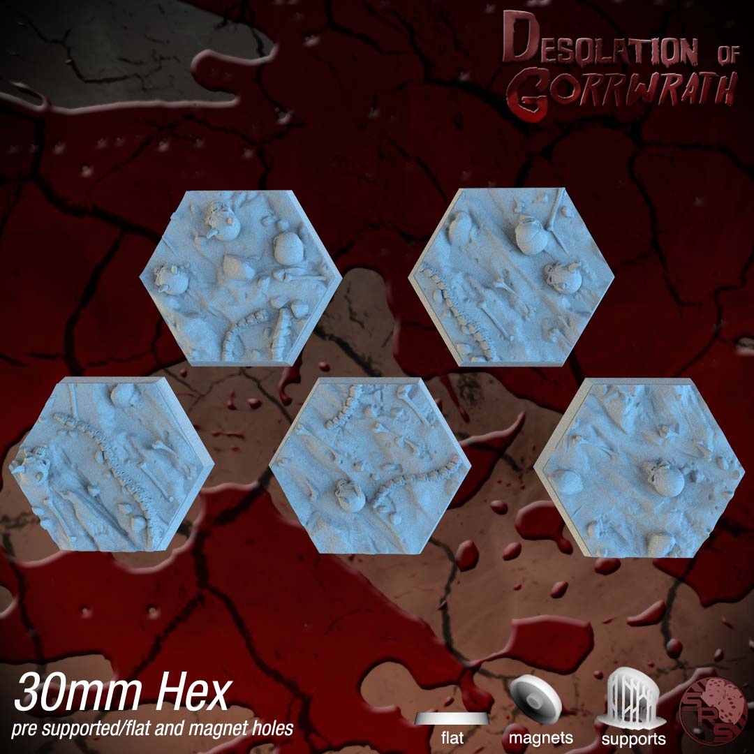 Hellscape Resin Hex Bases | Skulls & Spines for Khorne, Demons, D&D