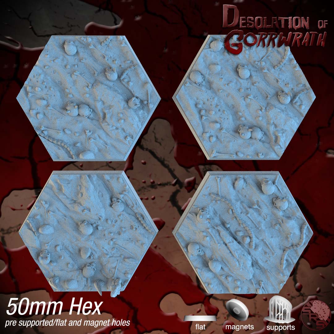 Hellscape Resin Hex Bases | Skulls & Spines for Khorne, Demons, D&D