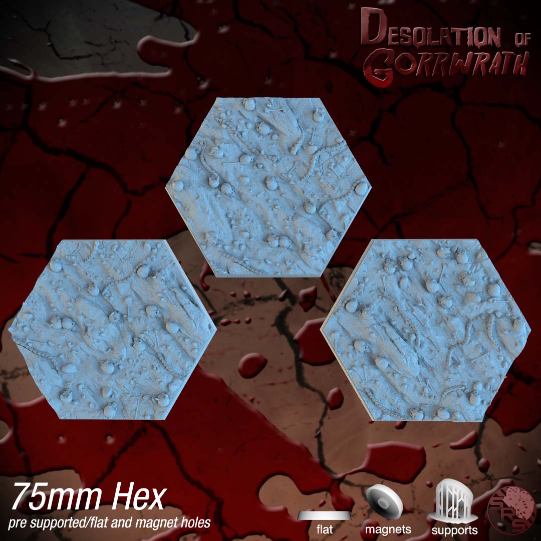 Hellscape Resin Hex Bases | Skulls & Spines for Khorne, Demons, D&D