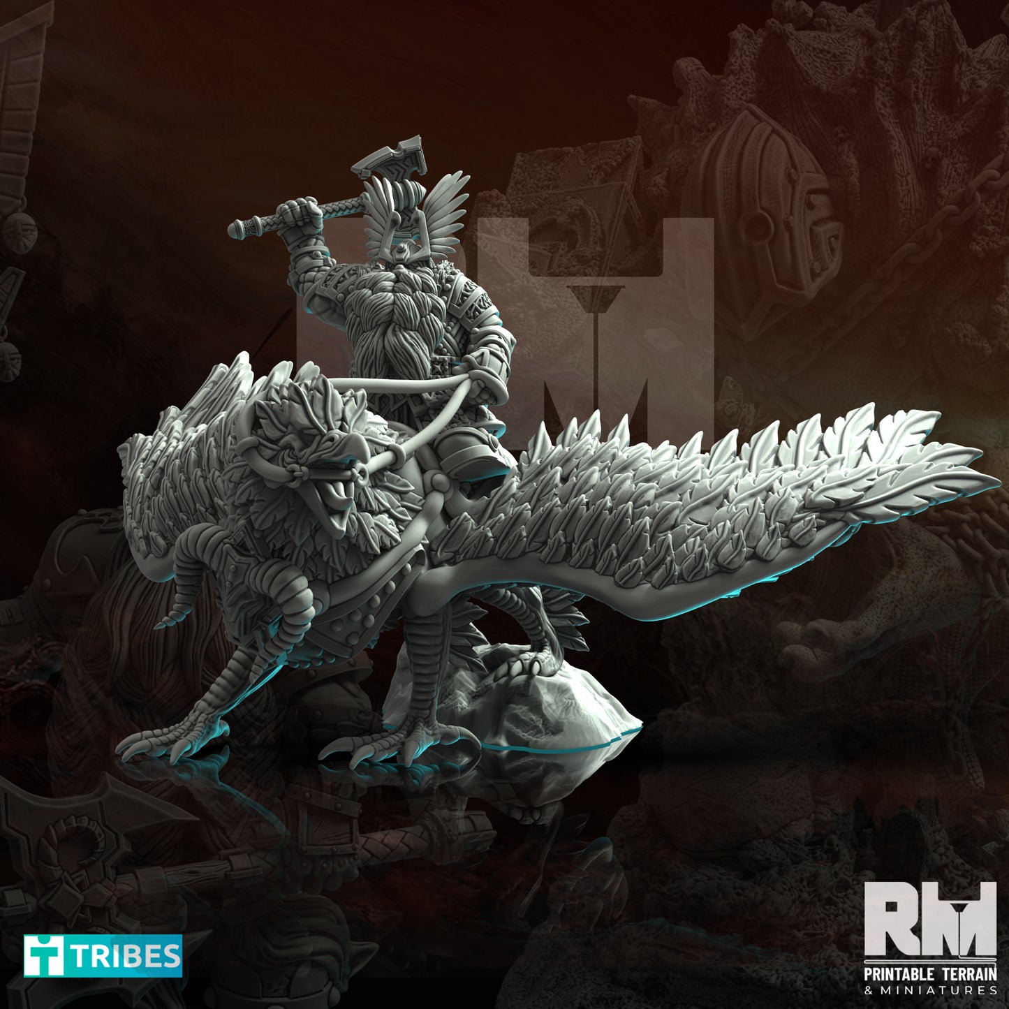 Kangalim Reclaimed | Dwarf Hero on Griffon - 32mm 12K Resin Miniature