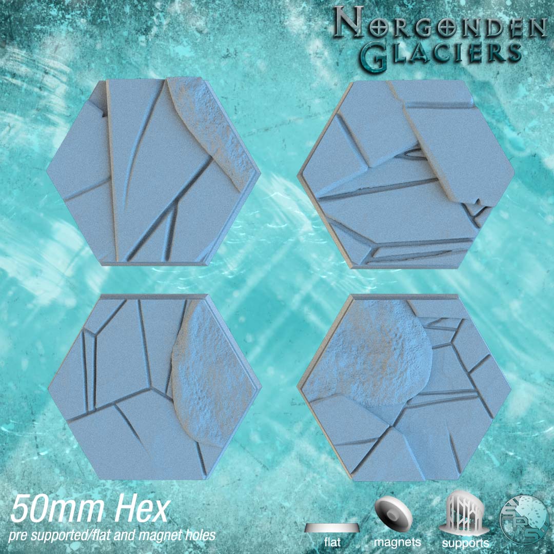 Ice & Snow Hex Resin Bases | Frozen Wasteland for Warhammer, D&D, Wargaming