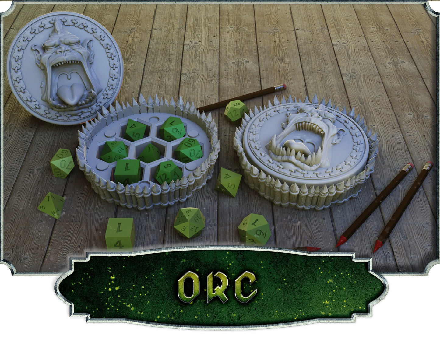 Orc Dice Case – 12K Resin RPG Dice Holder for D&D & Pathfinder