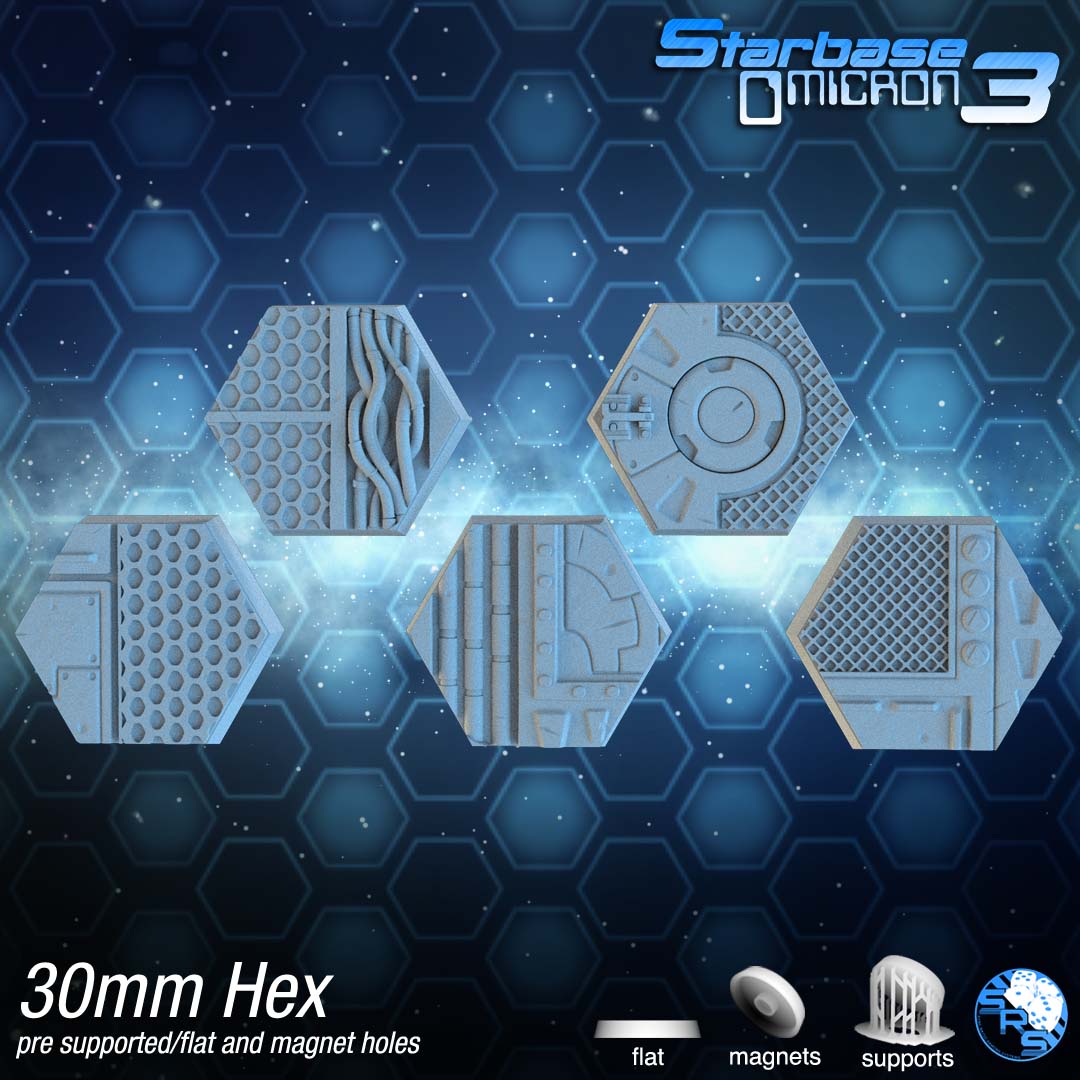 Sci-Fi Hex Resin Bases | Tech Deck for 40k, Necromunda, Star Wars