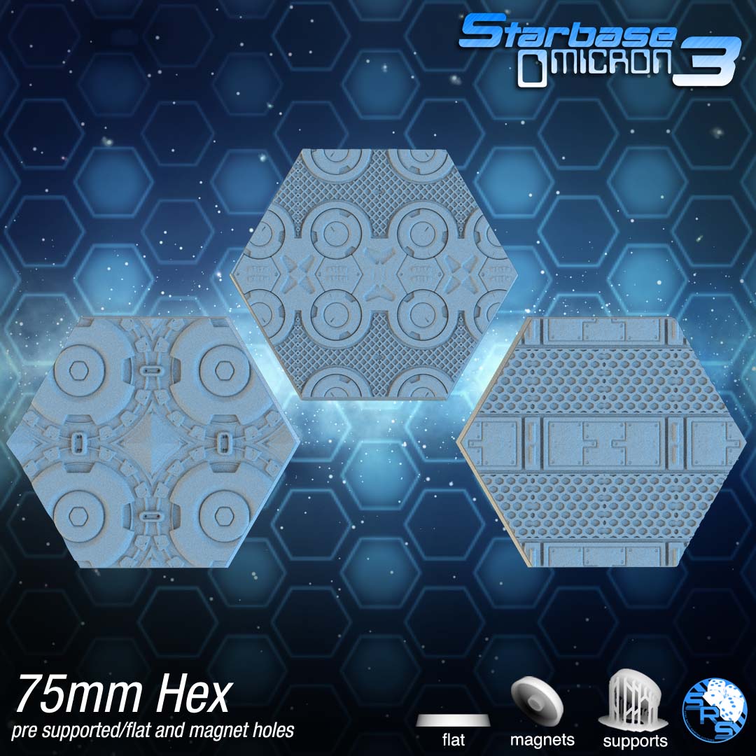 Sci-Fi Hex Resin Bases | Tech Deck for 40k, Necromunda, Star Wars