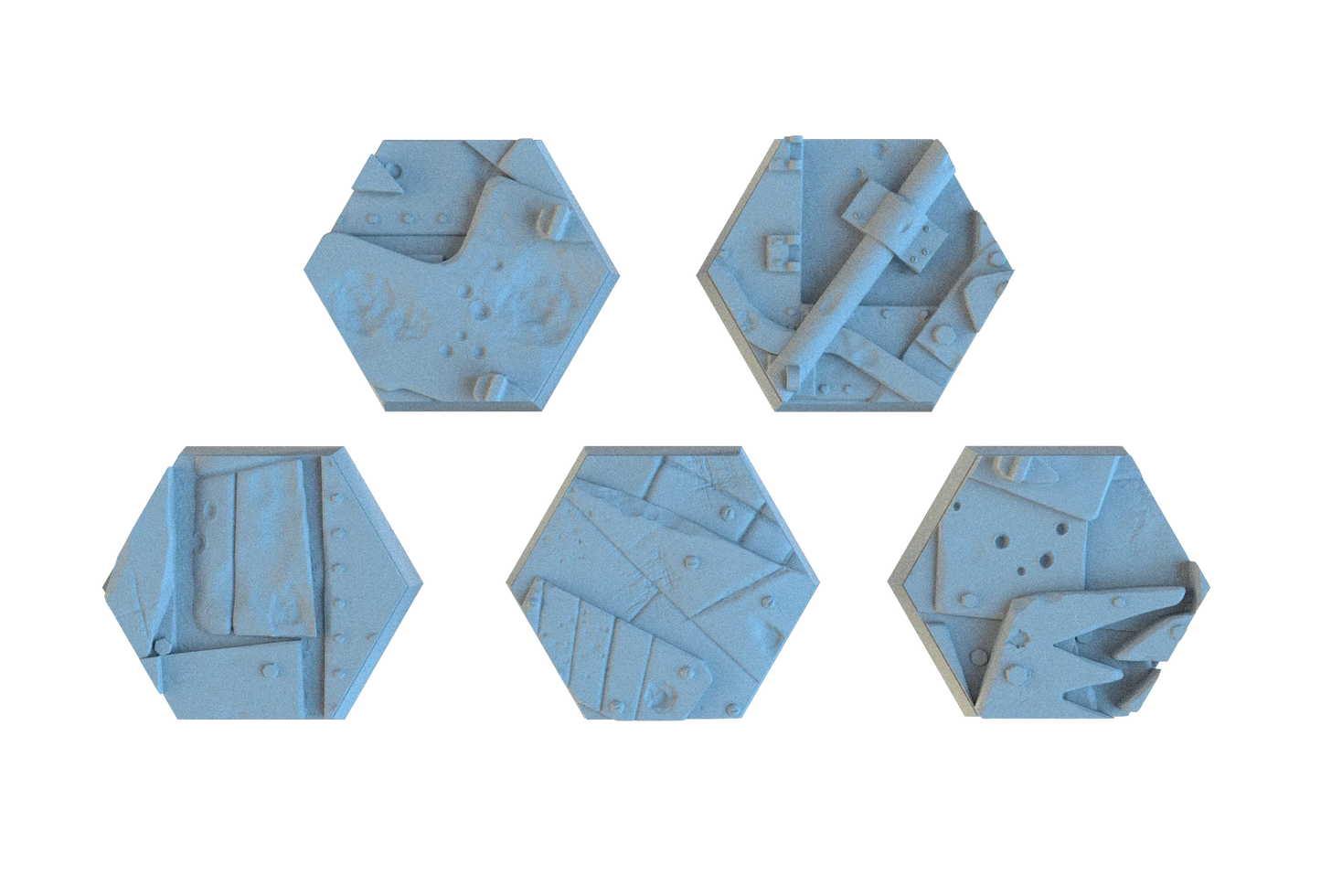 Scrap Junk Hex Resin Bases | Junkyard for Orks, Necromunda, 40k