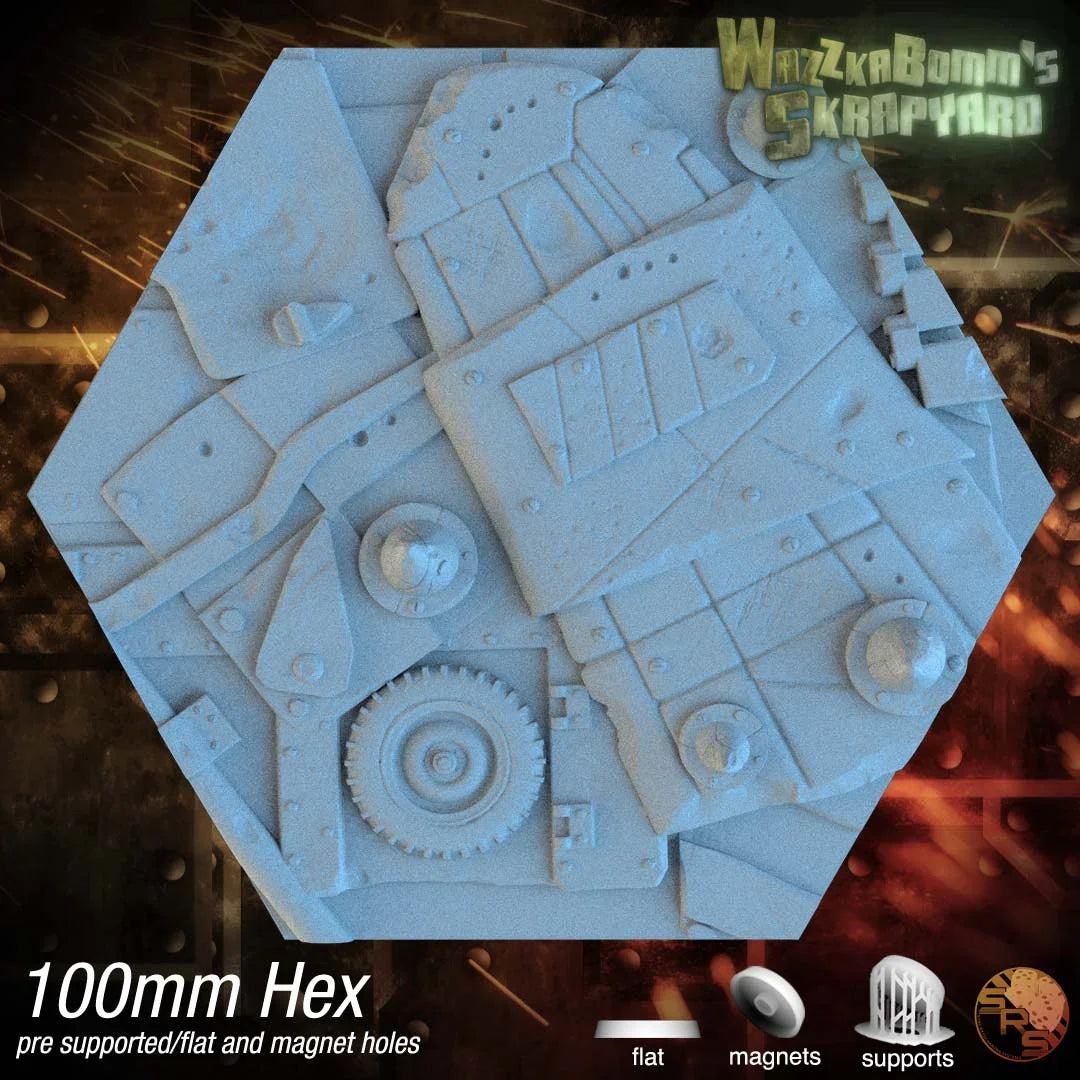 Scrap Junk Hex Resin Bases | Junkyard for Orks, Necromunda, 40k