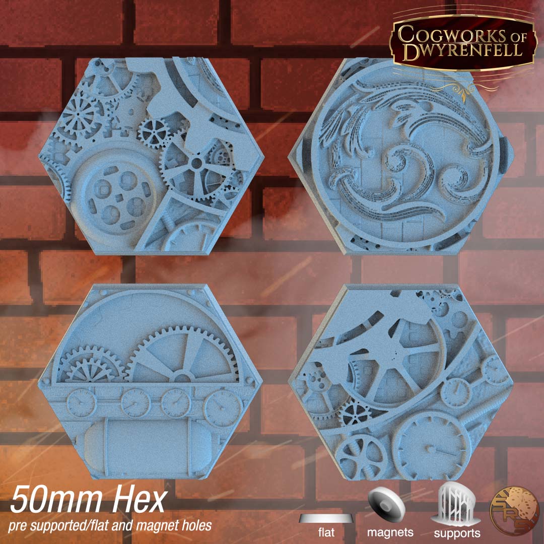 Steampunk Hex Resin Bases | Victorian Tech for Warmachine, D&D, Wargaming