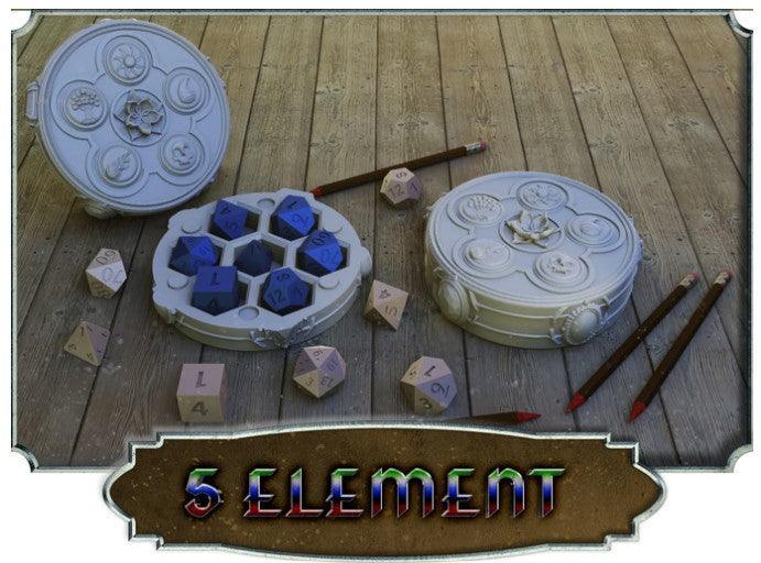5 Elements Dice Case – 12K Resin Elemental Holder for D&D & Pathfinder