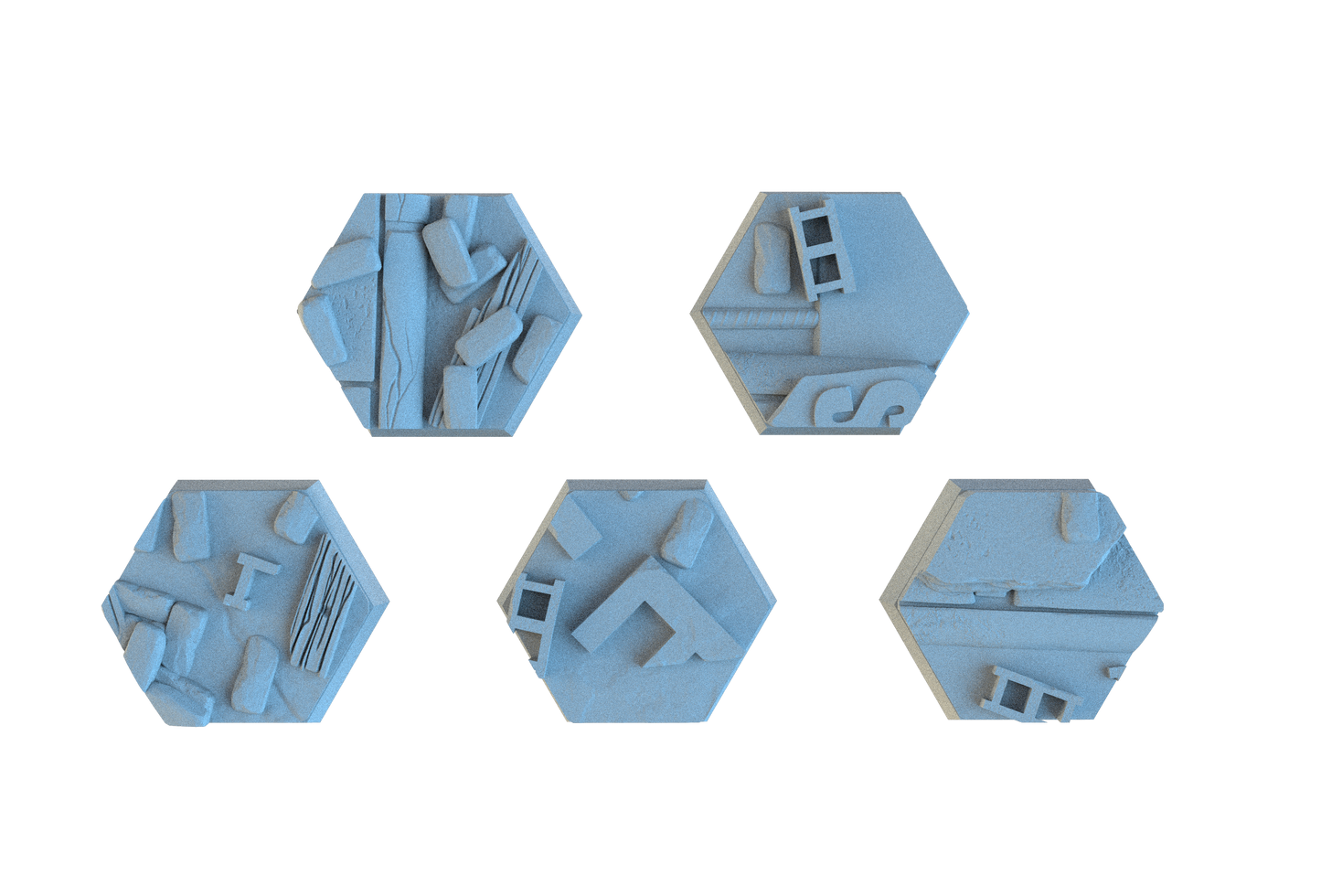 Urban Ruin Hex Resin Bases | Battle-Scarred Streets for 40k, Necromunda, Wargaming