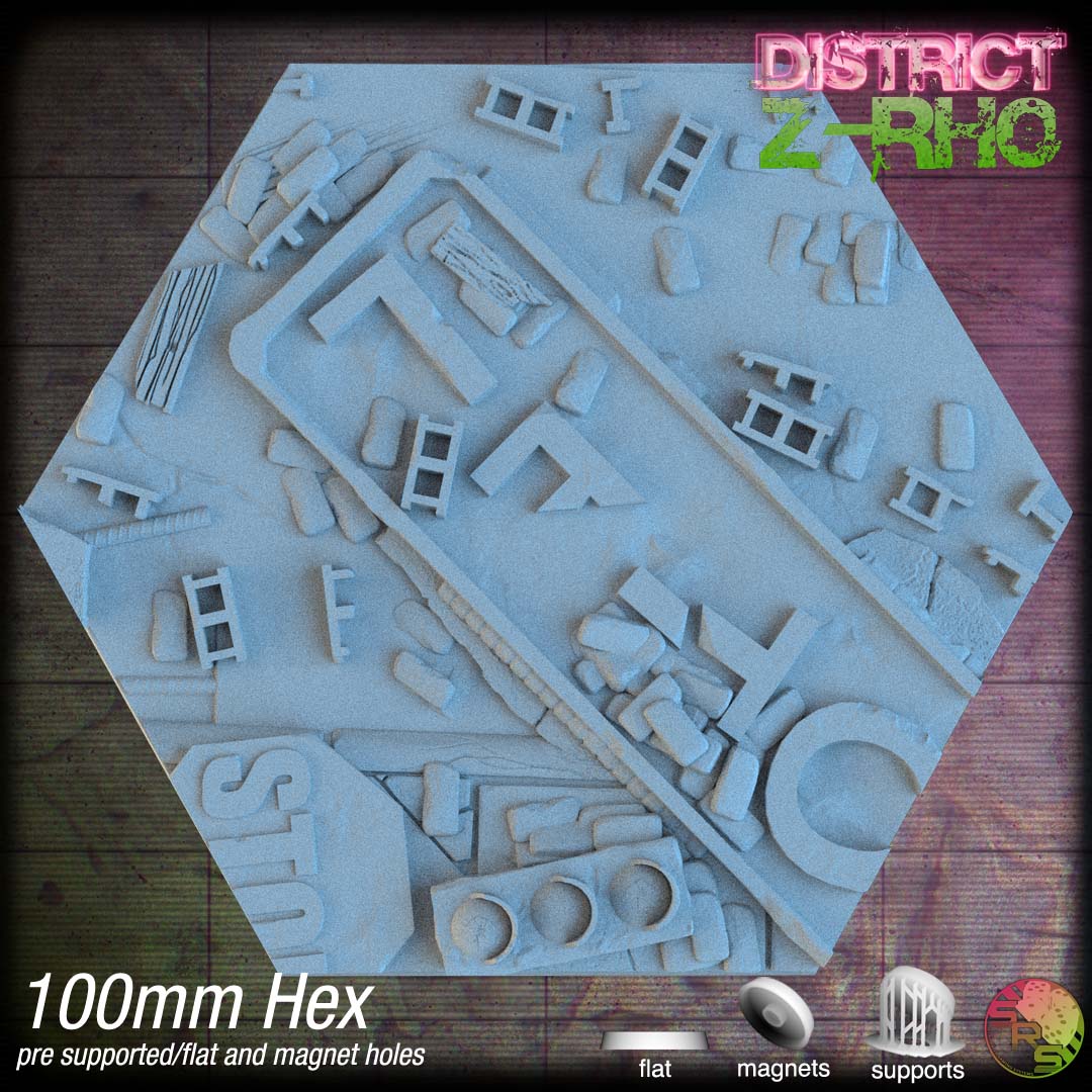 Urban Ruin Hex Resin Bases | Battle-Scarred Streets for 40k, Necromunda, Wargaming