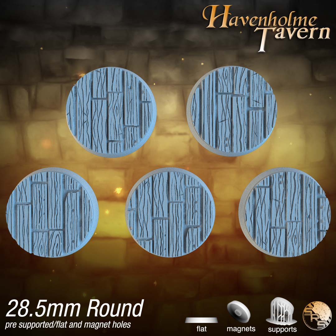 Wooden Floor Circle Resin Bases | Tavern & Castle for D&D, Warhammer, Wargaming