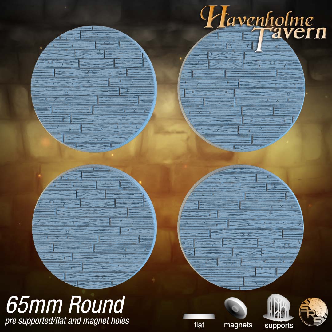 Wooden Floor Circle Resin Bases | Tavern & Castle for D&D, Warhammer, Wargaming