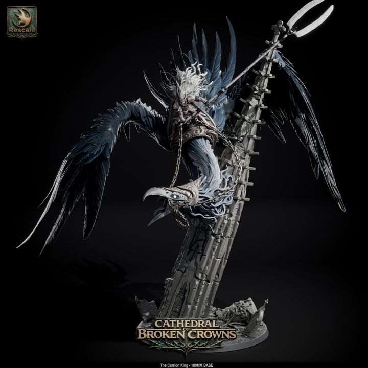 👑 The Carrion King | 12K Resin 100mm Mounted/Wild Monster for D&D 🦅