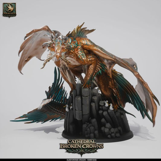 🐉 Bronze Dragon Elder | 12K Resin 100mm Metallic Dragon for D&D ⚡