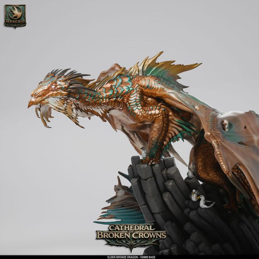 🐉 Bronze Dragon Elder | 12K Resin 100mm Metallic Dragon for D&D ⚡