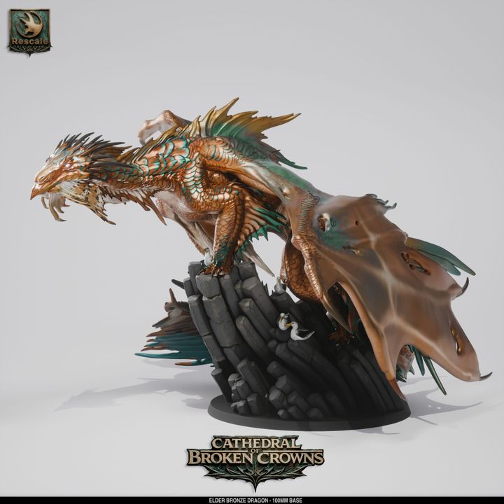 🐉 Bronze Dragon Elder | 12K Resin 100mm Metallic Dragon for D&D ⚡