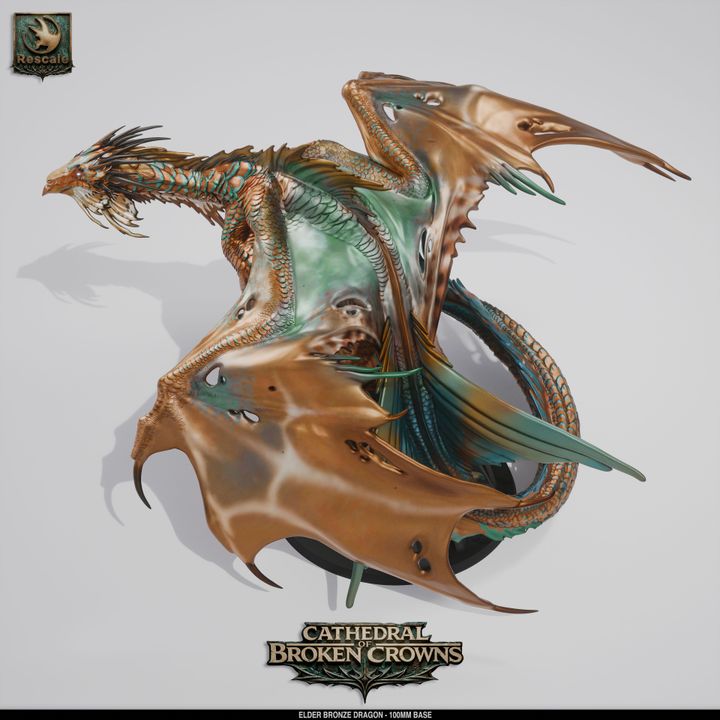 🐉 Bronze Dragon Elder | 12K Resin 100mm Metallic Dragon for D&D ⚡