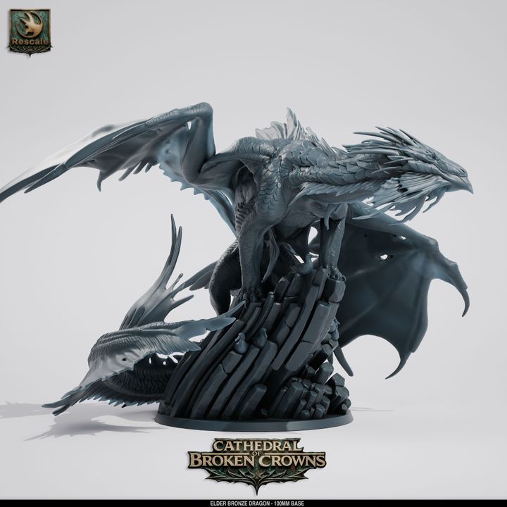 🐉 Bronze Dragon Elder | 12K Resin 100mm Metallic Dragon for D&D ⚡