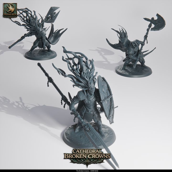 ⚔️ Pack: The Broken Crowns | 5-Pack 12K Resin 50mm Warband 👑
