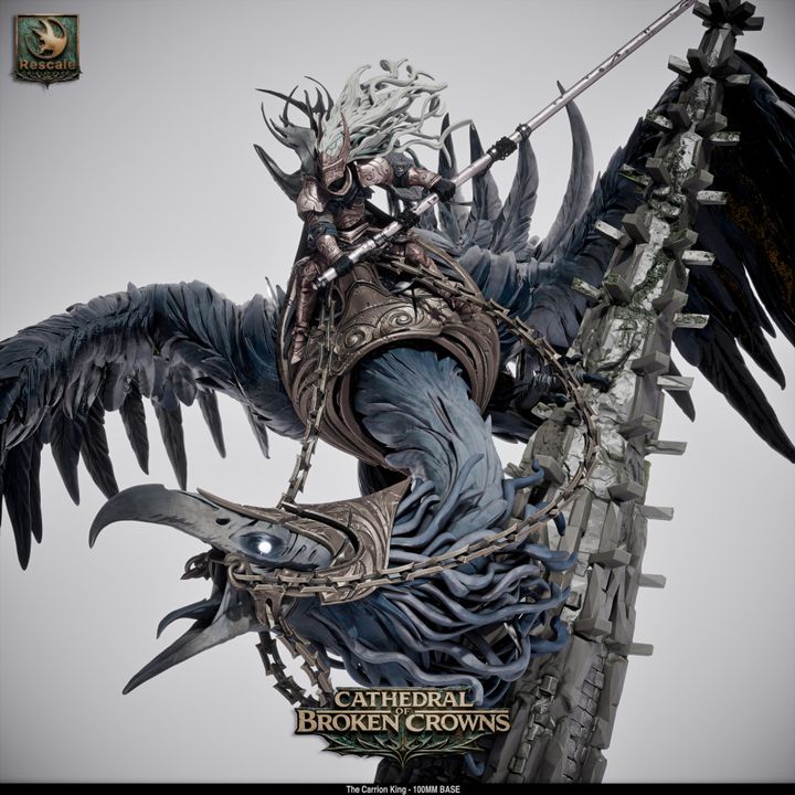👑 The Carrion King | 12K Resin 100mm Mounted/Wild Monster for D&D 🦅