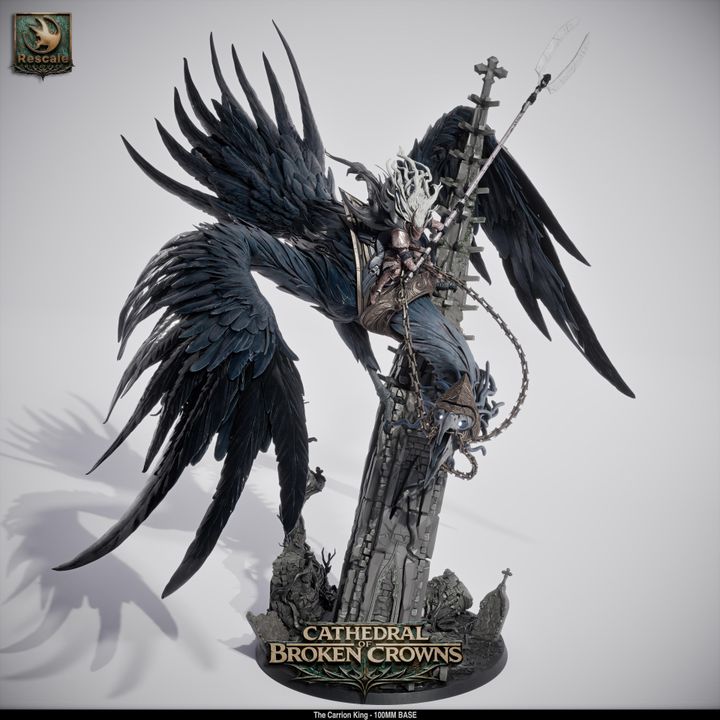 👑 The Carrion King | 12K Resin 100mm Mounted/Wild Monster for D&D 🦅