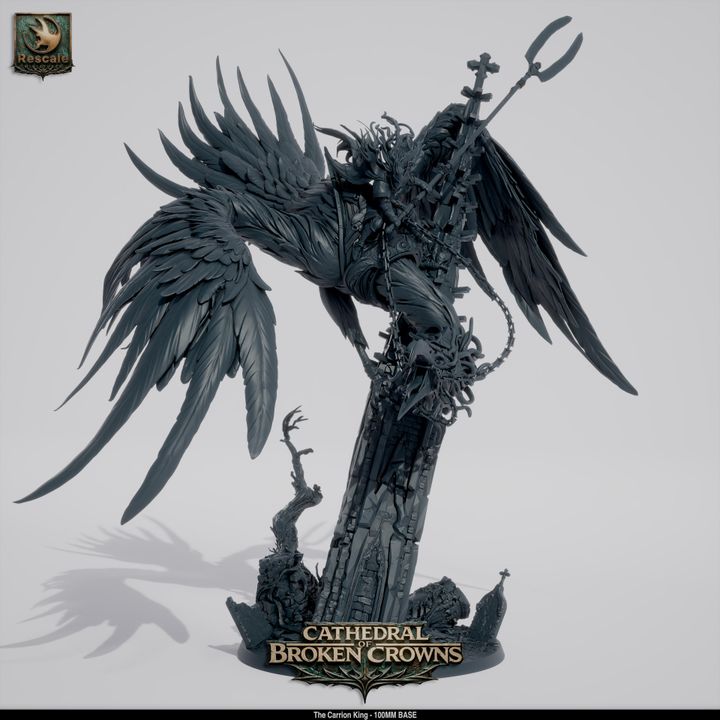 👑 The Carrion King | 12K Resin 100mm Mounted/Wild Monster for D&D 🦅
