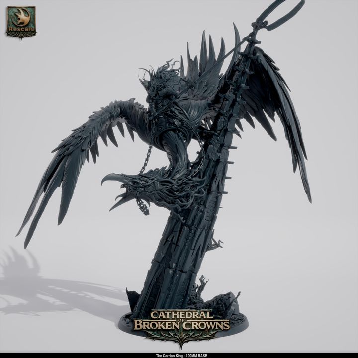 👑 The Carrion King | 12K Resin 100mm Mounted/Wild Monster for D&D 🦅
