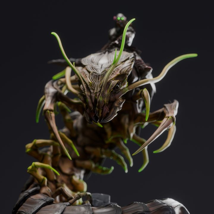 War Centipede with Orc Mount | 12K Resin Aberration for D&D & TTRPGs