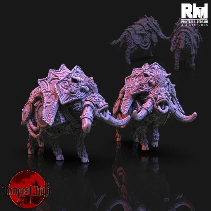 Dwarven boar miniatures by RM Printables for D&D and Warhammer